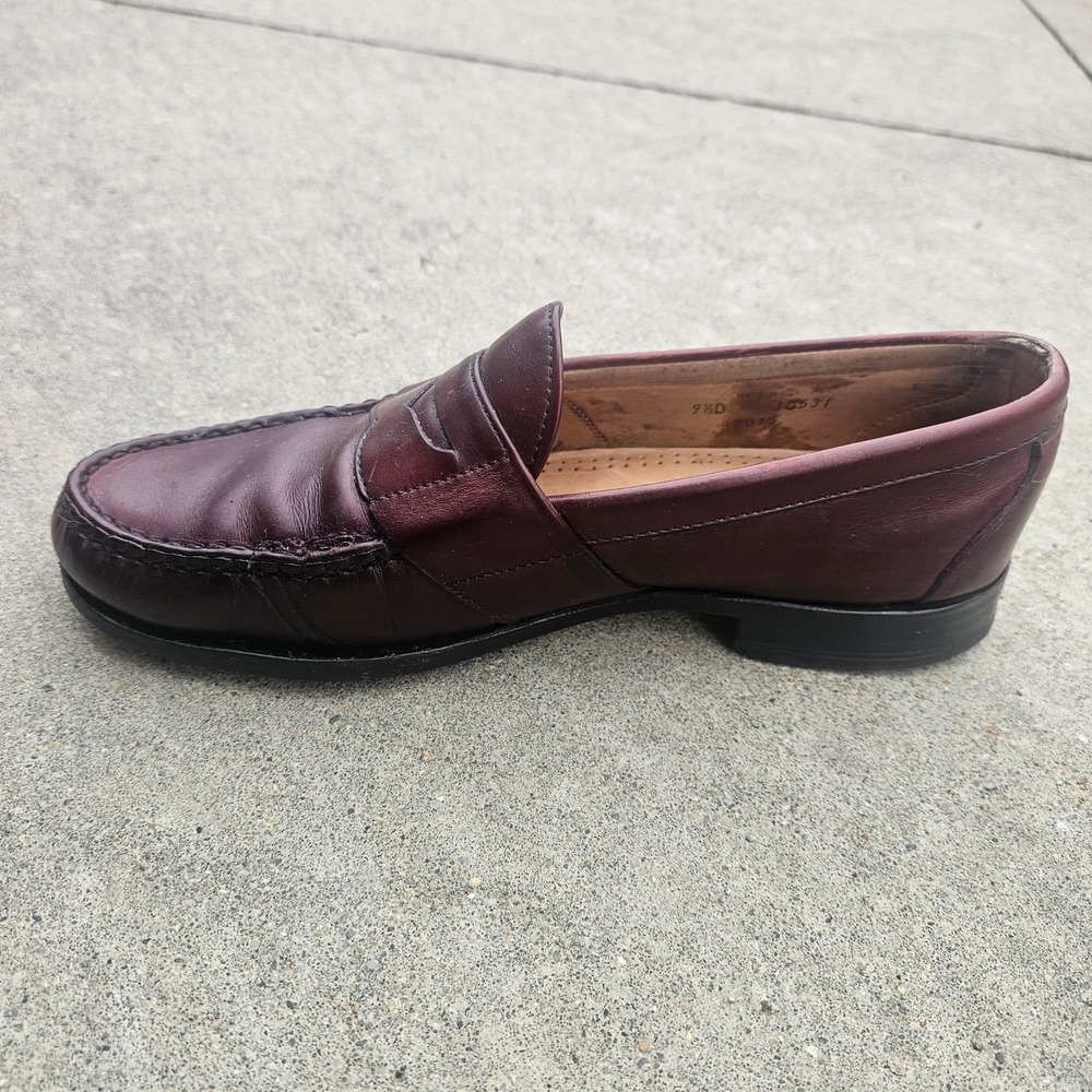 Allen Edmonds Penny Loafers Mens 9.5 D Burgundy‎ Leather 10531 Slip On USA Made - Picture 5 of 9